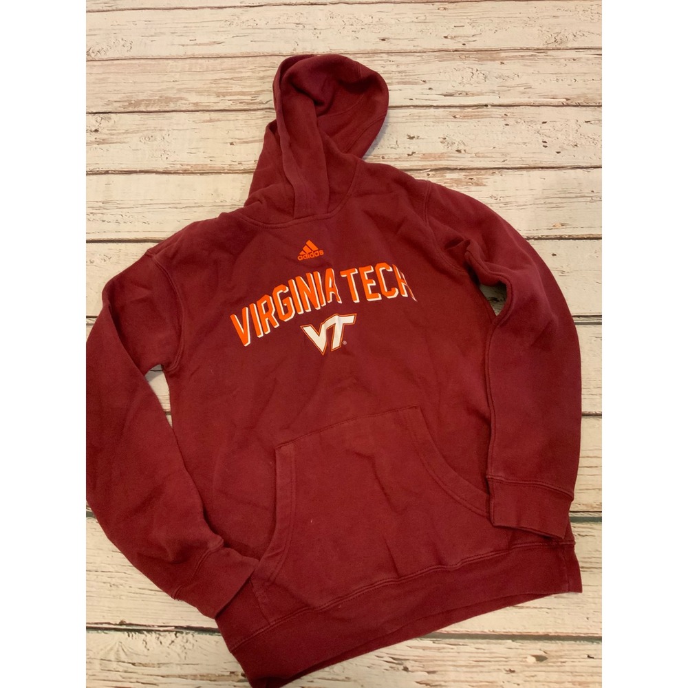 Adidas Virginia Tech Hokies Youth Medium 10/12 Maroon Hoodie Sweatshirt VT Logo